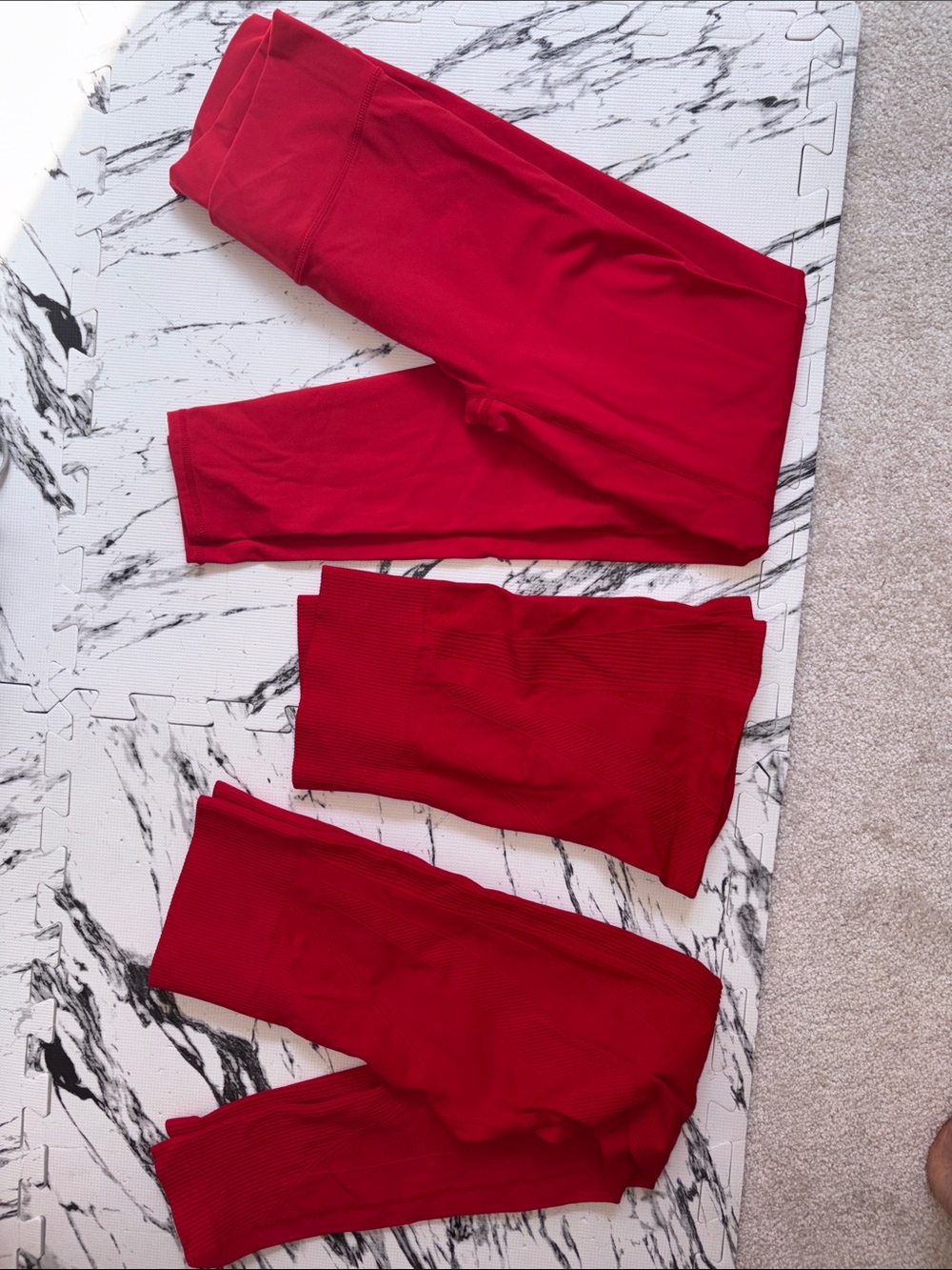 3/15 Bright Red Active Leggings & Shorts Set